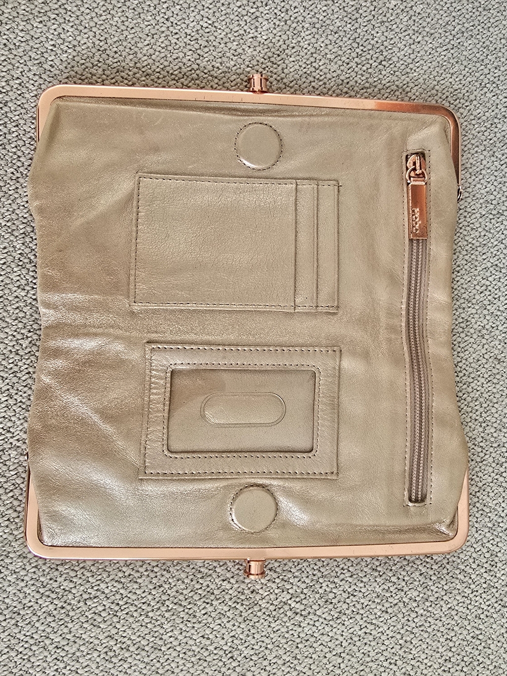 HOBO Double Kisslock Clutch Wallet - Shimmer Pearl Pink / Rose Gold Hardware - Picture 7 of 9
